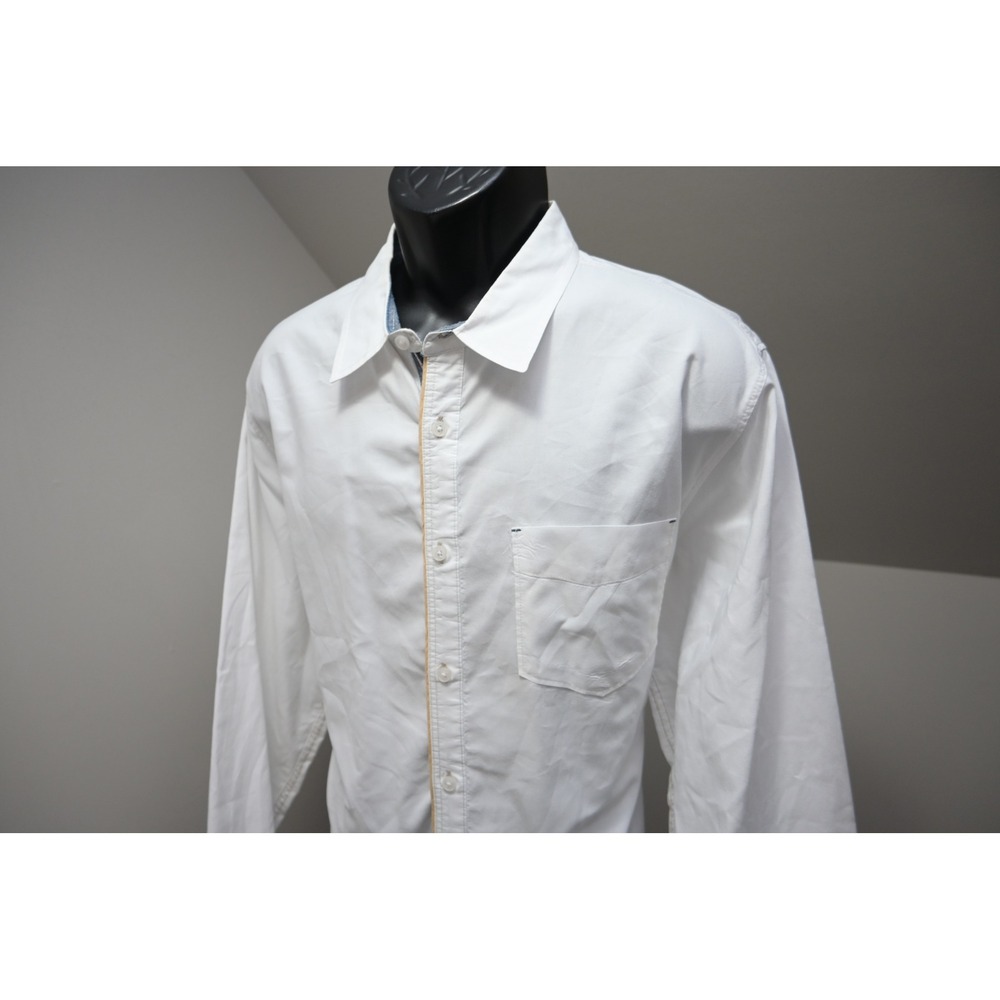 Carbon 2 Cobalt Button Down Shirt Mens XL White‎ Contrast Trim Long Sleeve